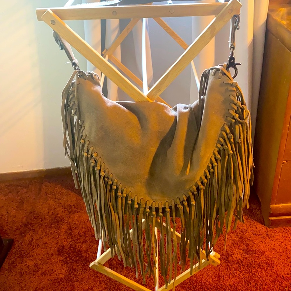 Sorial Leather Fringe Shoulder Purse